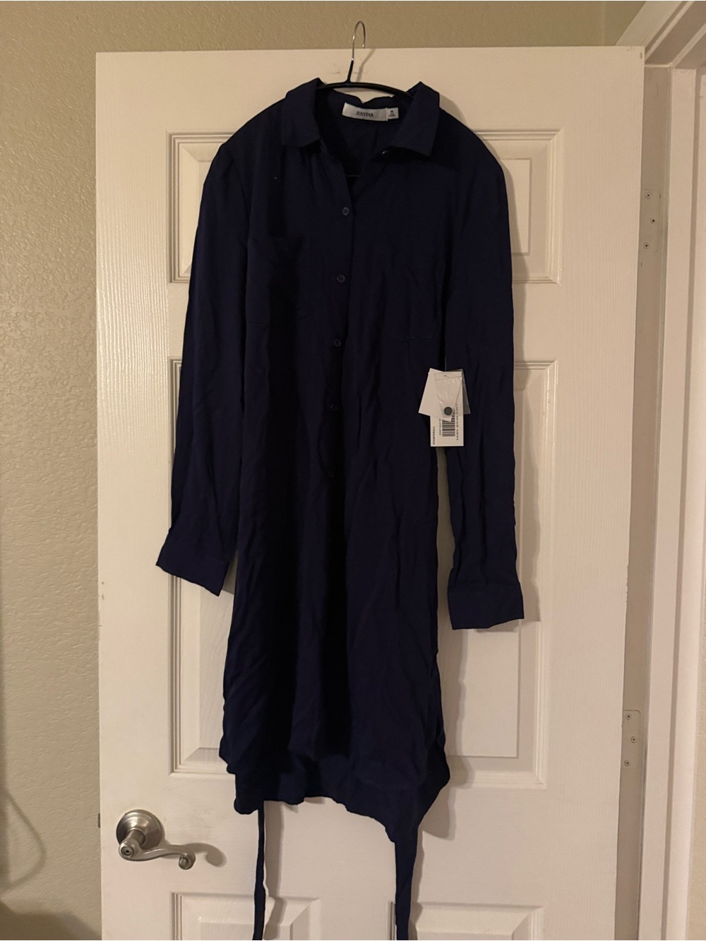 JustFab Navy Button-Down Shirt Dress